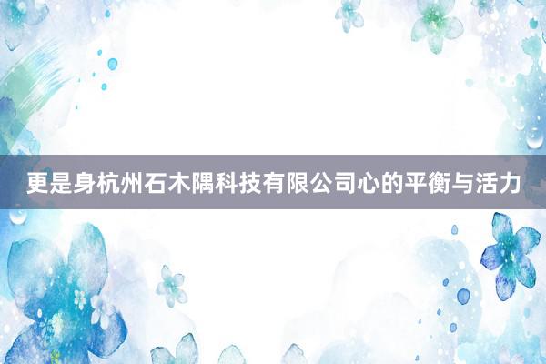 更是身杭州石木隅科技有限公司心的平衡与活力